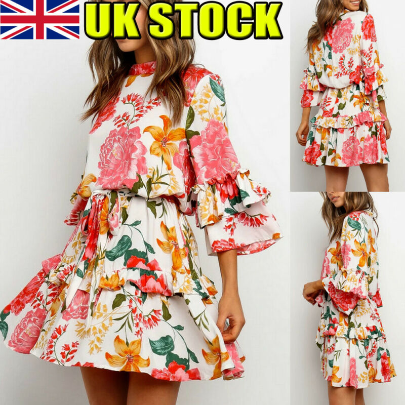 Bohemian Floral Dress Women Casual Flower Print Wrap 3/4 Ruffle Sleeve Loose Dresses Holiday Beach Dress Mini, As pic
Bohemian Floral Dress Women Casual Flower Print Wrap 3/4 Ruffle Sleeve Loose Dresses Holiday Beach Dress Mini, As pic