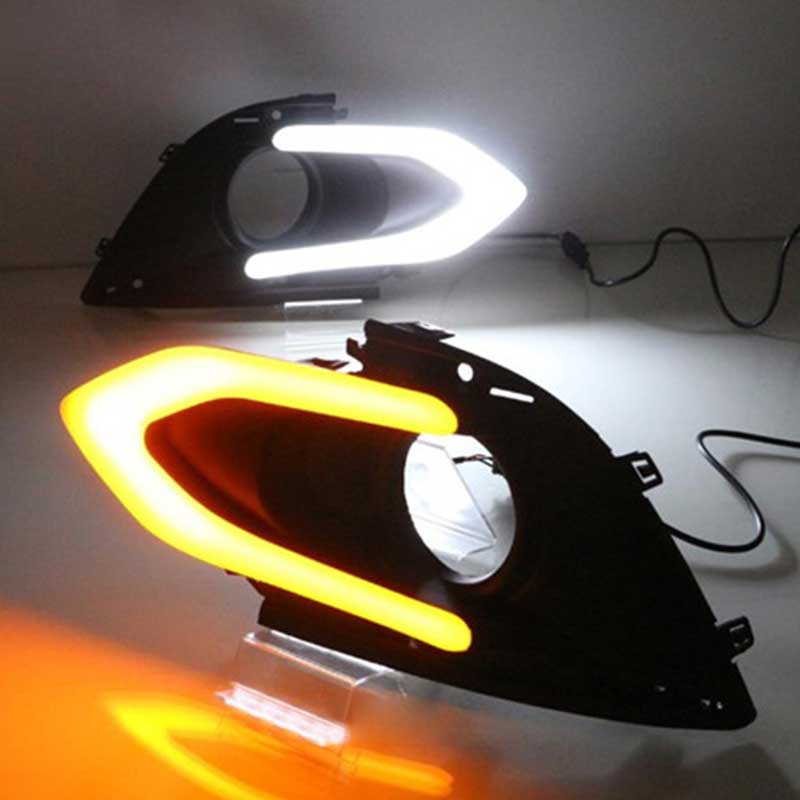 Jaune Clignotant Style Voiture Imperméable DRL 12V Led Lampe De Brouillard Lumière De Jour Pour Mitsubishi Mirage 2016 2017