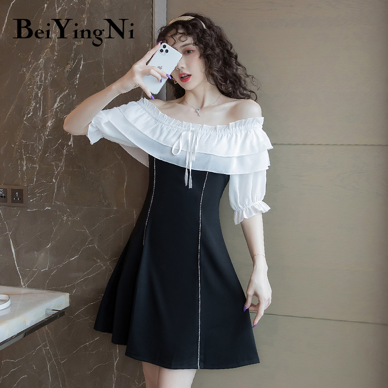 Beiyingni Sexy Slash Neck Off Shoulder Summer Dress Women Elegant 2020 Chiffon Ruffles Slim Fashion Vestidos Party Casual Rokken, Black
Beiyingni Sexy Slash Neck Off Shoulder Summer Dress Women Elegant 2020 Chiffon Ruffles Slim Fashion Vestidos Party Casual Rokken, Black