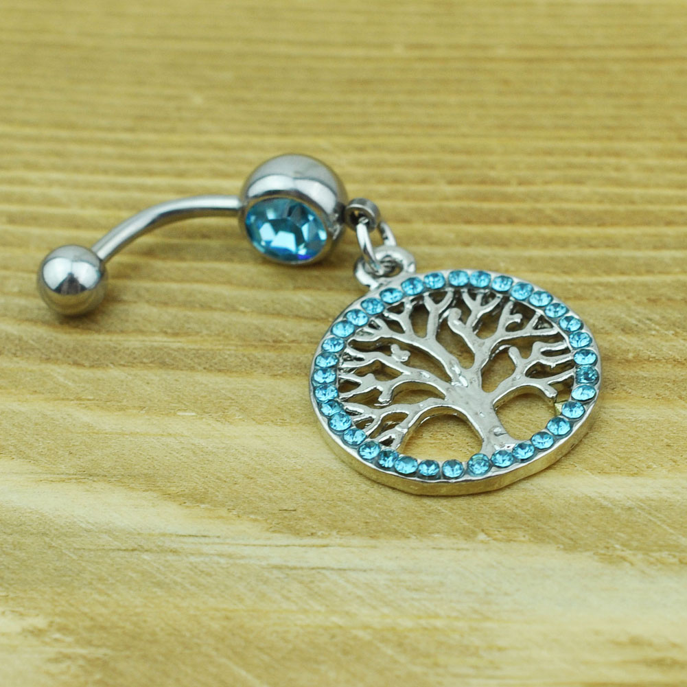 YYJFF D0753 Mix Colors Life-Tree Belly Navel Button Ring 14Ga 10mm Length