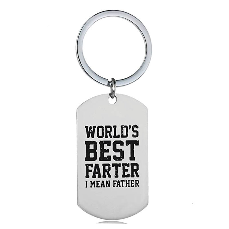 12pcs/Lot Best Farter Ever Oops I Mean Father Dad Mother Keychain Stainless Steel Keyring Heart Family Jewelry Daddy Key Chain Fathers Gifts