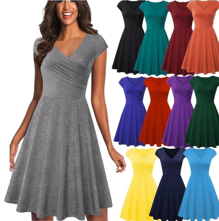 2021 European Spring and Summer Hot Sale Solid Color Casual Street V-neck Short Sleeve Pleated Dress, Support Mixed Batch
2021 European Spring and Summer Hot Sale Solid Color Casual Street V-neck Short Sleeve Pleated Dress, Support Mixed Batch