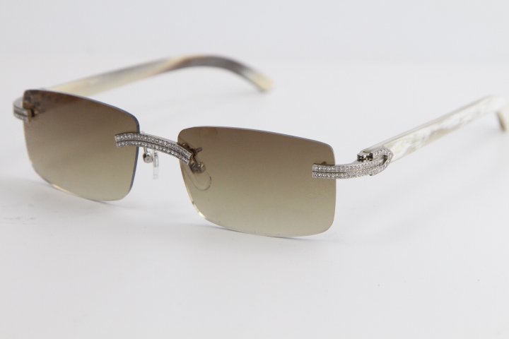 Factory Free shipping Double row Diamond Fashion Rimless Sunglasses White Genuine Horn Buffalo Horn 8200757 Eyewear male and female Hot
Factory Free shipping Double row Diamond Fashion Rimless Sunglasses White Genuine Horn Buffalo Horn 8200757 Eyewear male and female Hot