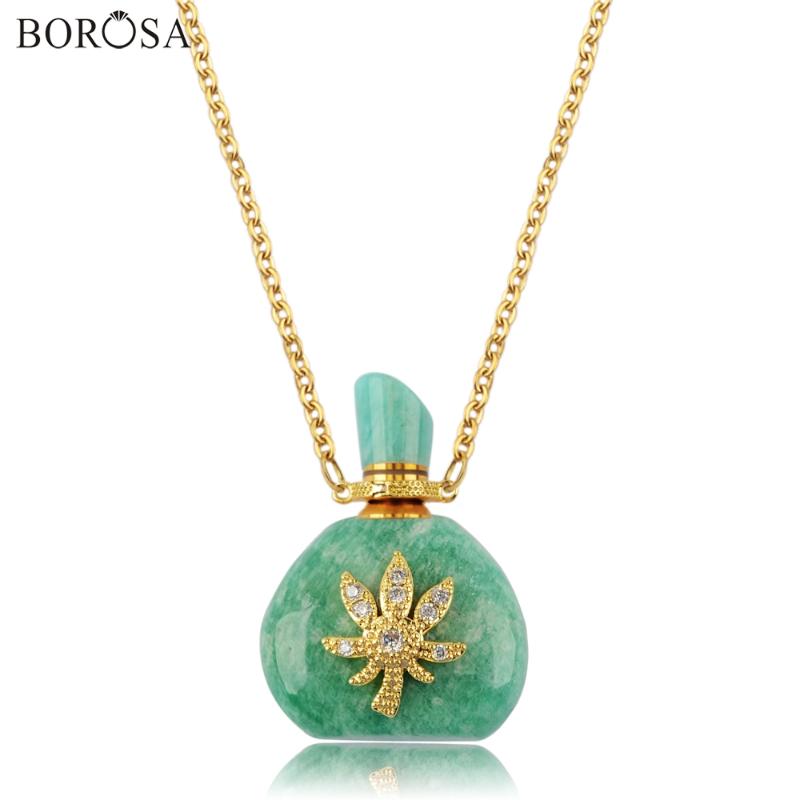 Amazonite Perfume Essential Oil Bottle Necklace with Gold Leaf CZ Micro Paved Gems Stones Necklace Charms for Women G1943-N
Amazonite Perfume Essential Oil Bottle Necklace with Gold Leaf CZ Micro Paved Gems Stones Necklace Charms for Women G1943-N