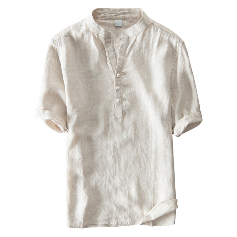 American size summer linen Shirt men's short sleeved shirts breathes Cool shirts European size loose shirts High Quality