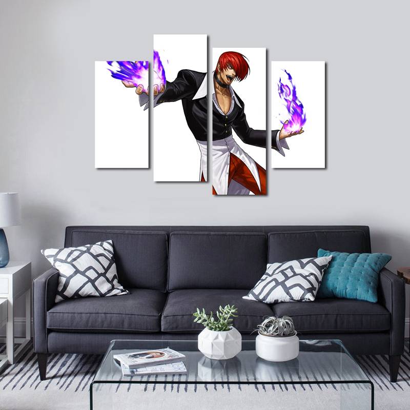 4pcs/set Unframed Iori Yagami Anime Poster Print On Canvas Wall Art Picture For Home and Living Room Decor