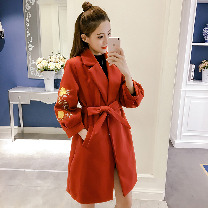Medium length XL Comfortable Slim Korean embroidery Lantern sleeves woolen coat autumn winter women new woolen jacket with belt, Pink y34
Medium length XL Comfortable Slim Korean embroidery Lantern sleeves woolen coat autumn winter women new woolen jacket with belt, Pink y34