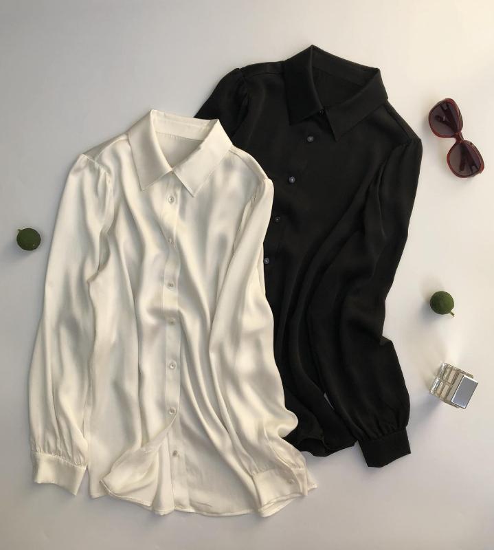 100% Black/White Autumn Winter Women' shirt Smooth Satin loose long sleeve ladies office blouses and tops
100% Black/White Autumn Winter Women' shirt Smooth Satin loose long sleeve ladies office blouses and tops