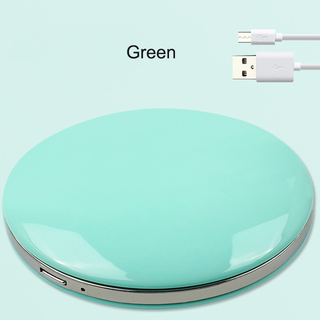 USB Chargable Mini LED Makeup Mirror Portable Compact Pocket Mirror 3 levels Brightness Light Hand 3X Magnifying