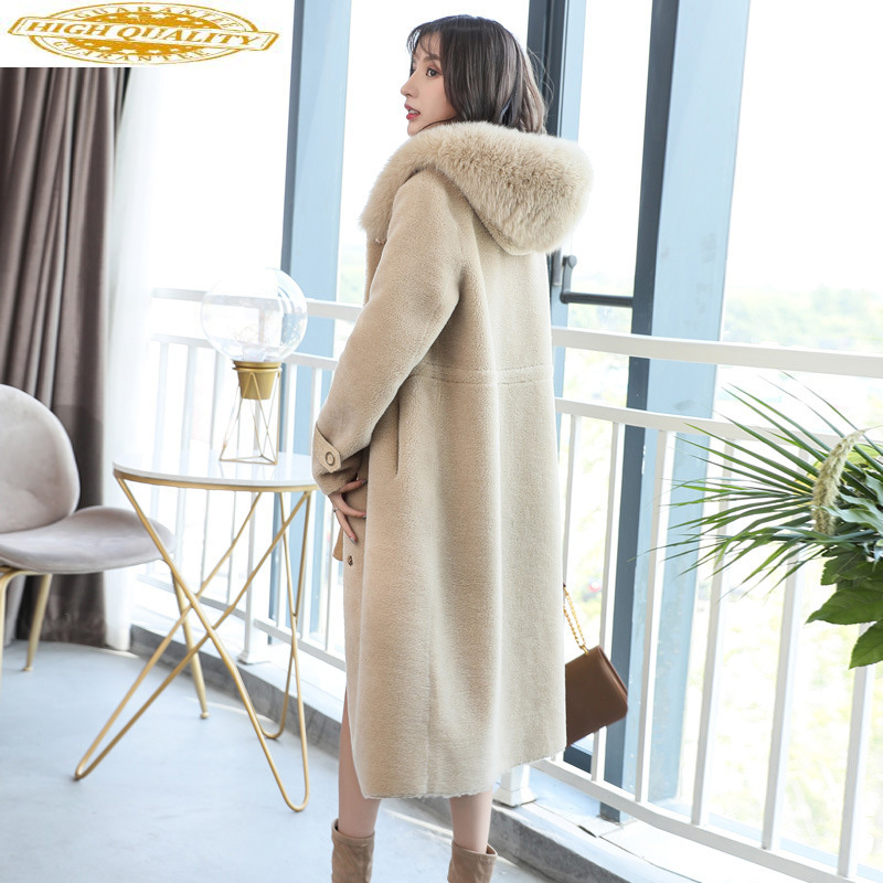 2020 Winter Real Fur Coat Women 100% Wool Jacket Fur Collar Hooded Long Korean Overcoat Manteau Femme Hiver 1803, Beige
2020 Winter Real Fur Coat Women 100% Wool Jacket Fur Collar Hooded Long Korean Overcoat Manteau Femme Hiver 1803, Beige