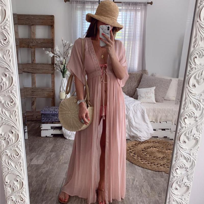 2020 Summer Solid Lace Beach Cover Up Long Cardigan Lace Up Swimwear Beach Dress Kaftan Wear Swimsuit Pareo Saida De Praia
2020 Summer Solid Lace Beach Cover Up Long Cardigan Lace Up Swimwear Beach Dress Kaftan Wear Swimsuit Pareo Saida De Praia