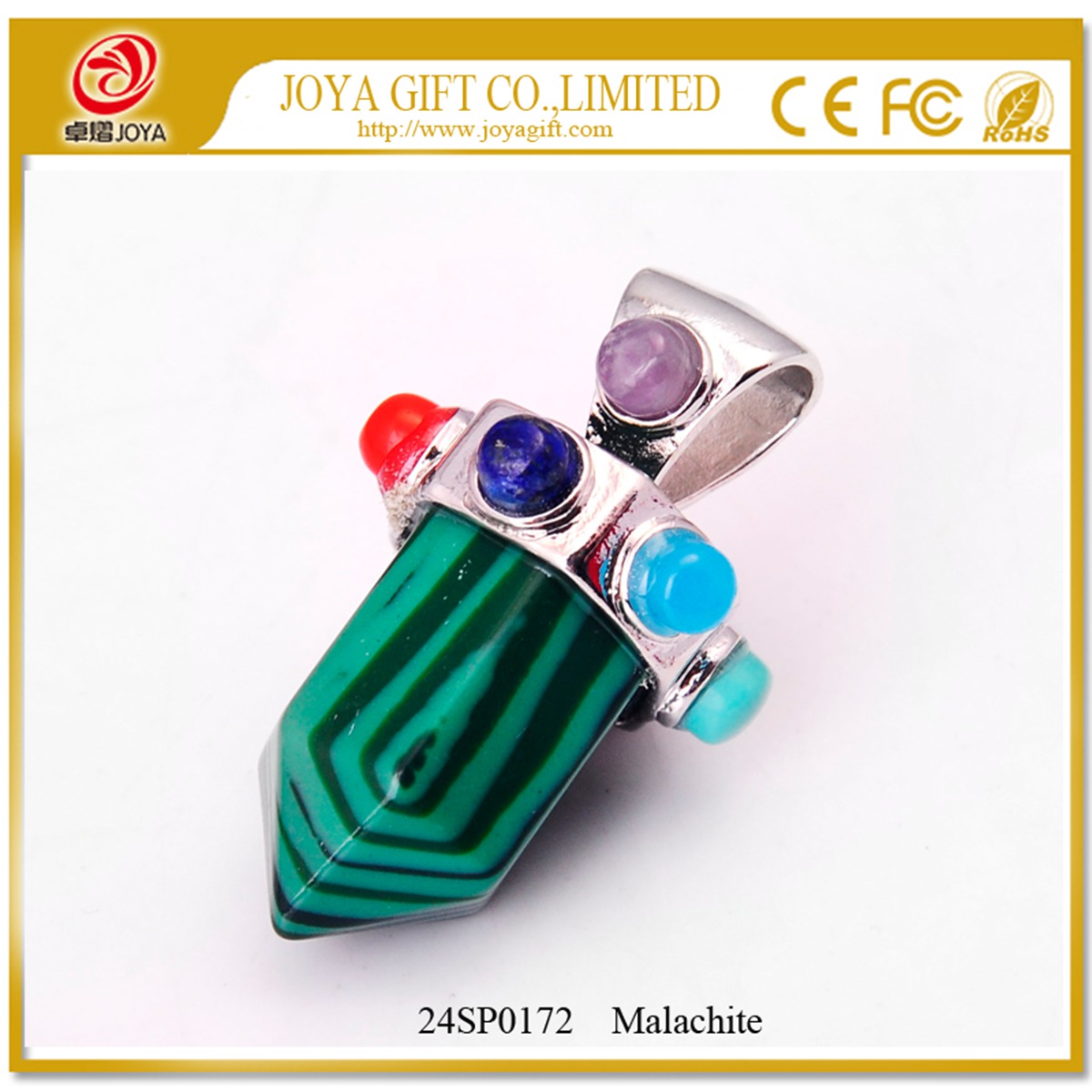Seven gemstone cylindrical gemstone pendant necklace European and American men and women popular models