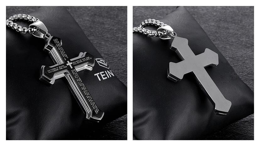hip hop pendant necklace for men luxury designer mens black pendants stainless steel Bible scriptures jewelry gift
