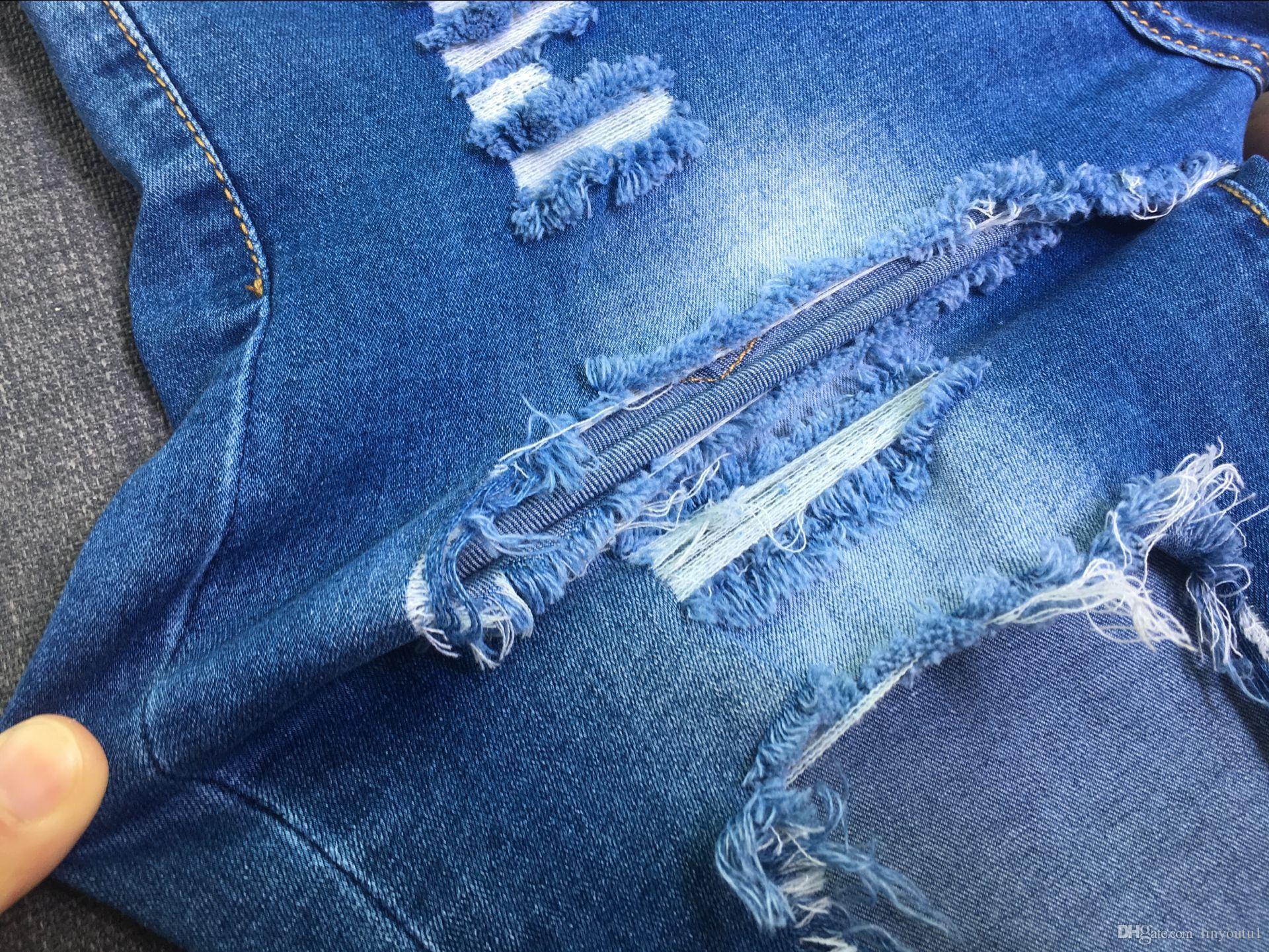 2020 women jeans Elastic Destroyed Women Hole Leggings Short Pants Denim Shorts Ripped Jeans Straight Zipper 2020
