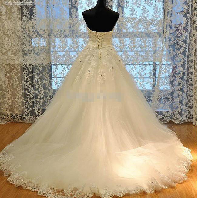 Real Image Princess A-Line Lace Wedding Dresses Romantic Bridal Gowns Rhinestones Dazzling Crystal Modern Wedding Gowns
