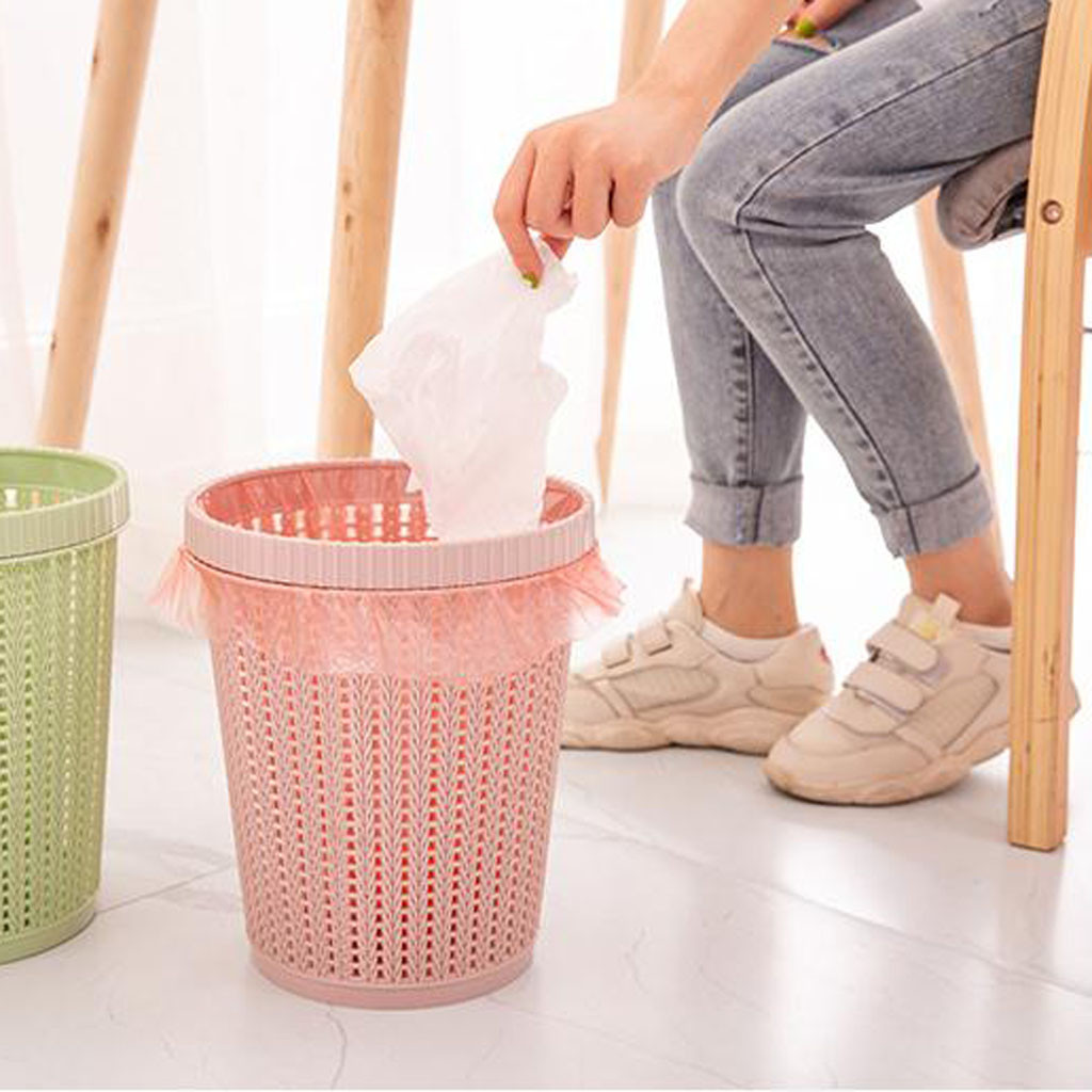 Rattan Styled Trash Can With Self-Replacing Garbage Bag Storage Kitchen Waste Rubbish Garbage Bin Trash can for Bathroom Toilet