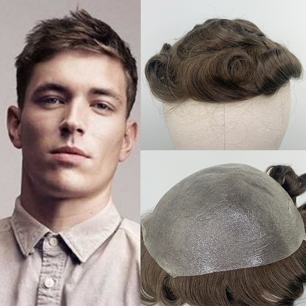 Skin PU Human Hair Toupee for Men 6 Inch Curly Remy Hair Replacement System #7 Brown Human HairPieces for Men, Natural color
Skin PU Human Hair Toupee for Men 6 Inch Curly Remy Hair Replacement System #7 Brown Human HairPieces for Men, Natural color