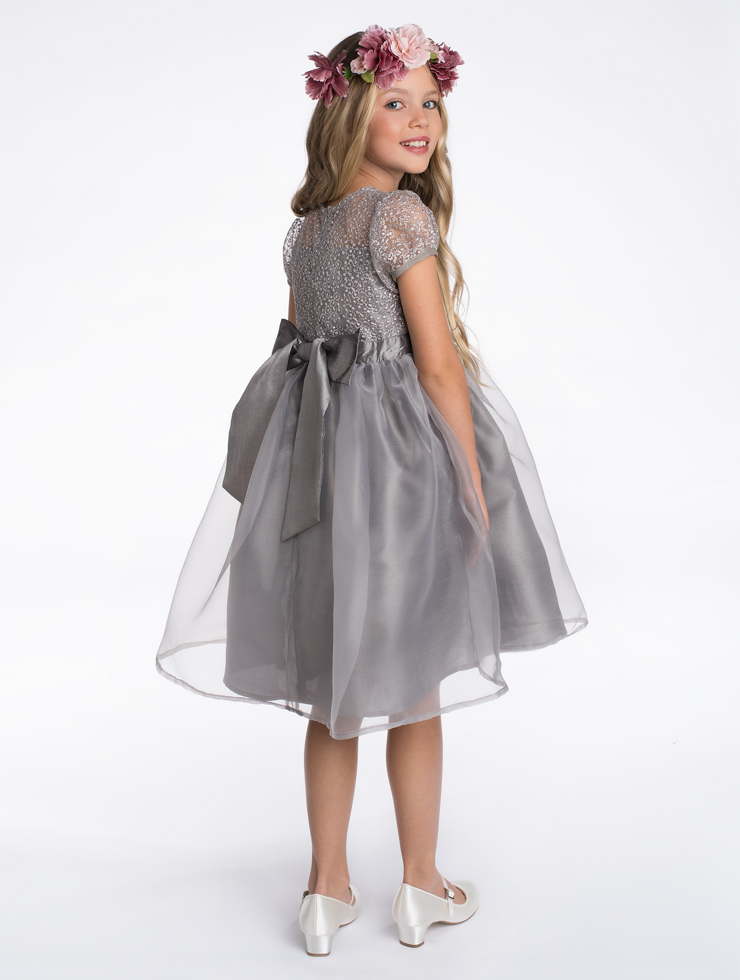 Princess Tulle Lace Girls' Pageant Dress Flower Girls Beading Knee Length Birthday Gowns Kids Formal Party Wear First Communion Dress