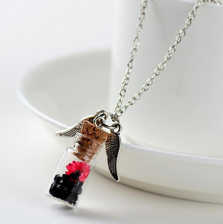 Original handmade DIY female alloy wings wishing bottle pendant jewelry wholesale DJN284 mix order Pendant Necklaces jewelry