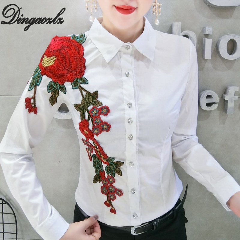Dingaozlz Spring New Slim embroidery blouse Korean fashion Women long-sleeved shirt Flower Tops White Black
Dingaozlz Spring New Slim embroidery blouse Korean fashion Women long-sleeved shirt Flower Tops White Black