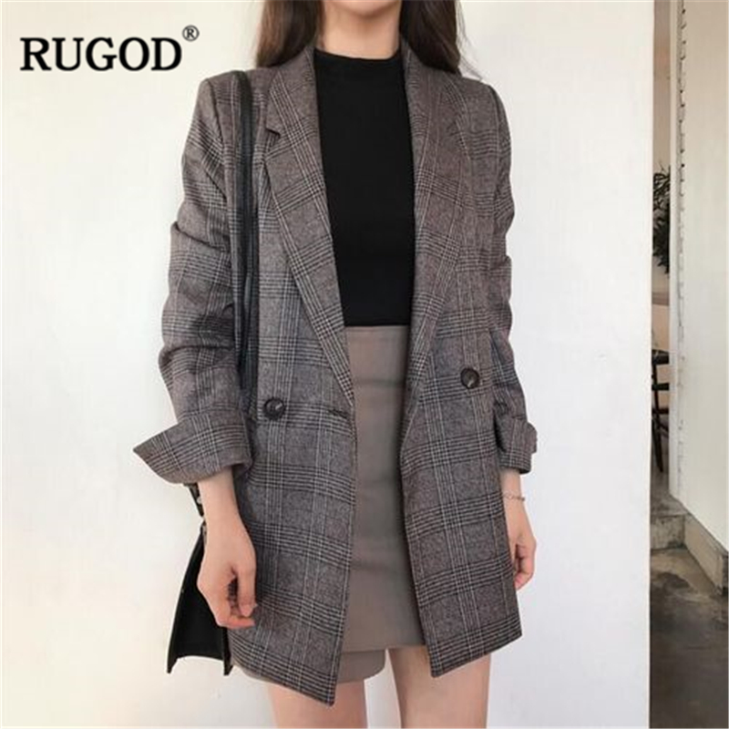 RUGOD Newest Plaid Leisure suit Women Long Sleeve Notched Blazers Women Fashion Casual Suit For Female suits office sets, Black
RUGOD Newest Plaid Leisure suit Women Long Sleeve Notched Blazers Women Fashion Casual Suit For Female suits office sets, Black