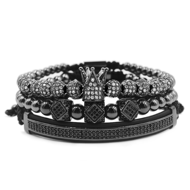 3pcs/set Men Bracelet jewelry crown charms Macrame beads Bracelets Braiding Man Luxury for women Gift Valentine's Day Christmas
