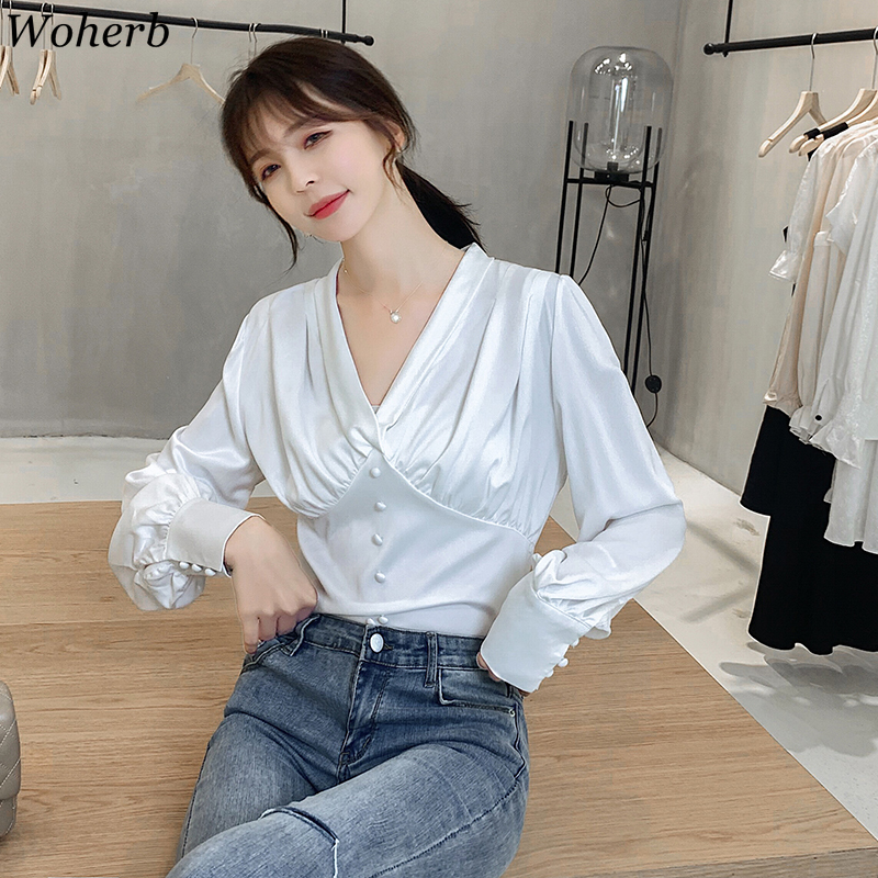 Woherb 2020 Spring Summer Solid V-neck Women Shirts Long Sleeve Bow Lace Up Blouse Sashes Slim Elegant Fashion Blusa Feminina, Khaki
Woherb 2020 Spring Summer Solid V-neck Women Shirts Long Sleeve Bow Lace Up Blouse Sashes Slim Elegant Fashion Blusa Feminina, Khaki