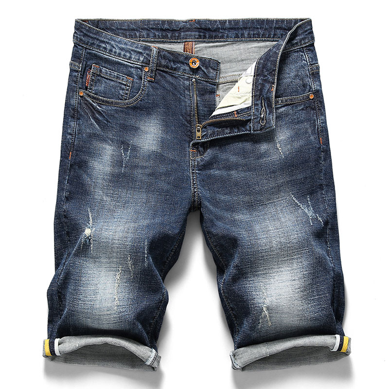 Summer Men's Fashion Denim Shorts High Quality Ripped Hole Slim Fit Casual Stretch Jeans Shorts Male Brand Clothes, Dark blue 
Summer Men's Fashion Denim Shorts High Quality Ripped Hole Slim Fit Casual Stretch Jeans Shorts Male Brand Clothes, Dark blue
