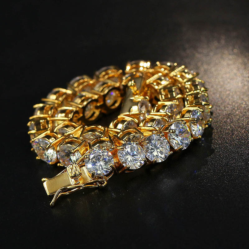 Gold Plated Hip Hop Zircon Tennis Chain Bracelet 2.5-6mm Single Row Iced Out Dia for Men & Women Cuban Chains Rapper Jewelry Gifts