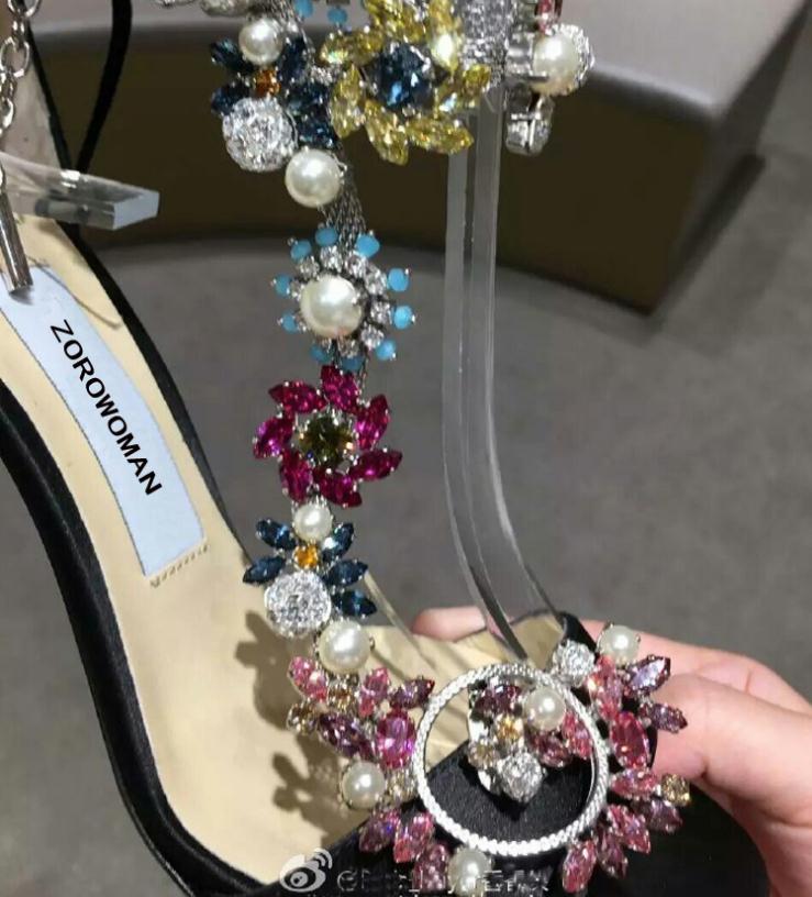 Hot Sale-fashion summer flower Fashionable summer new women's shoes with black high heels and fashion a style of sandals