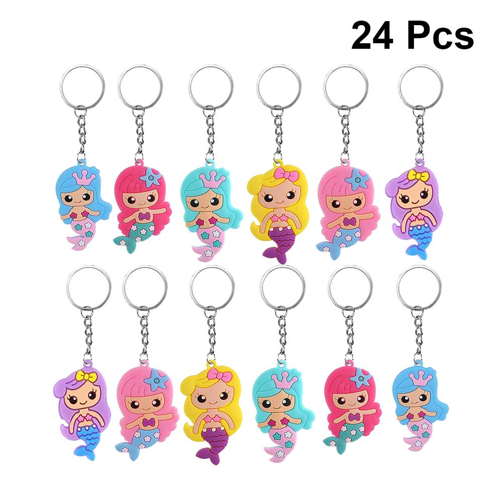 Mermaid Key Chains Pvc Keychain Pvc Cartoon Cute Keyring For Women Girls Kids Charm Key Ring Accessories