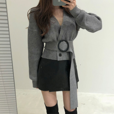 New Autumn Winter High Quality Women Double Breasted Oversized Loose Cardigans Casual V-neck Chic Knitting Sweater Jacket CoatMX190926