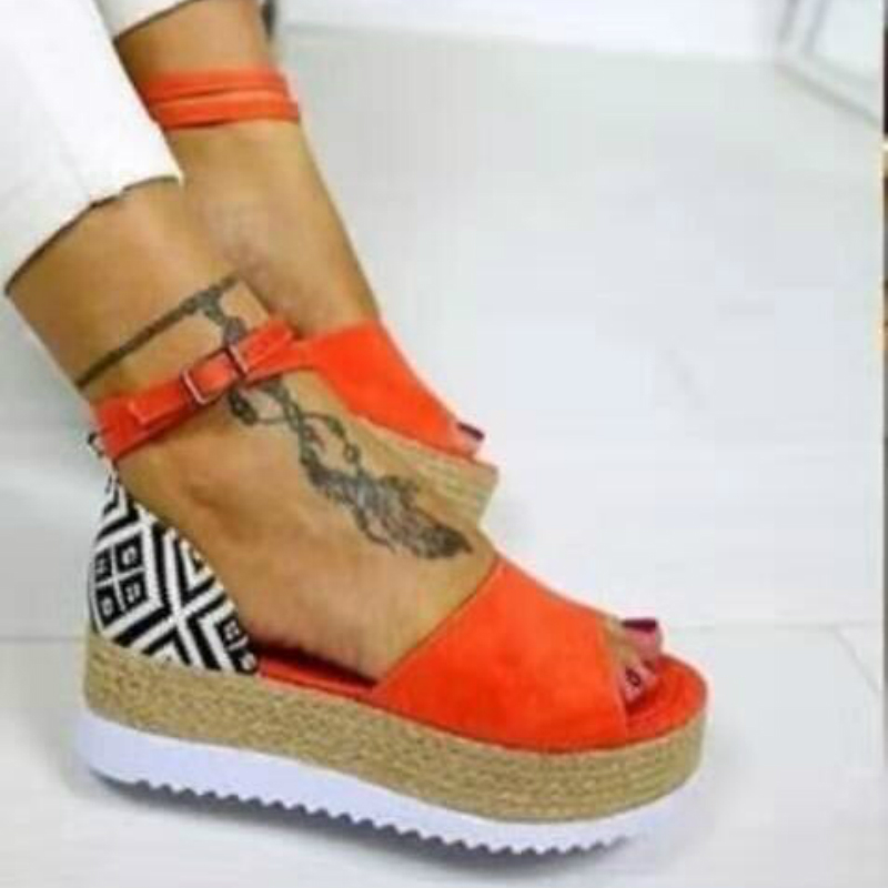 Summer Women Ankle Strap Sandals Platform Flat Mid Heel Sponge Sole Peep Toe 2020 New Casual Beach Ladies Shoes Zapatos De Mujer