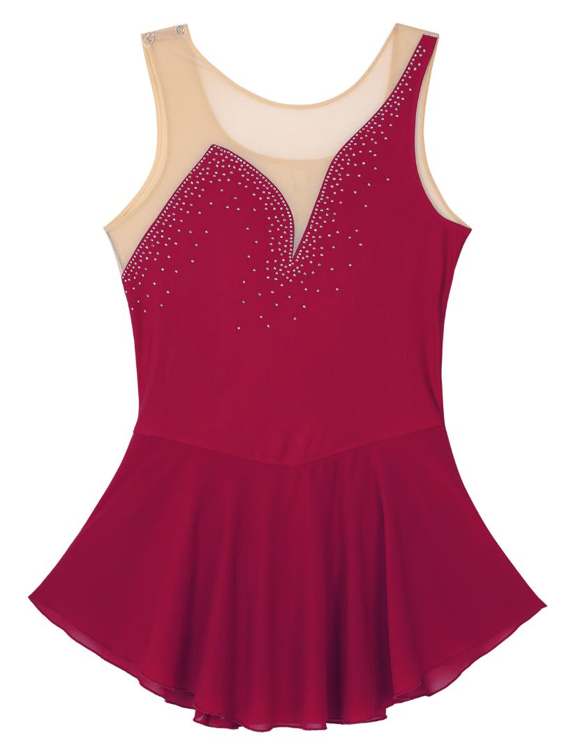 Women Ballet Dancewear Shiny Rhinestones Mesh Splice Figure Skating Dress Competition Dance Costume Ballet Gymnastics Leotard