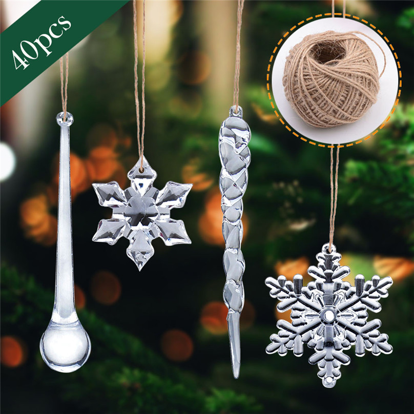 40PCS/set Christmas Snowflake Icicle Ornament Crystal Christmas Tree Transparent ornaments Decoration for home #3n21
40PCS/set Christmas Snowflake Icicle Ornament Crystal Christmas Tree Transparent ornaments Decoration for home #3n21