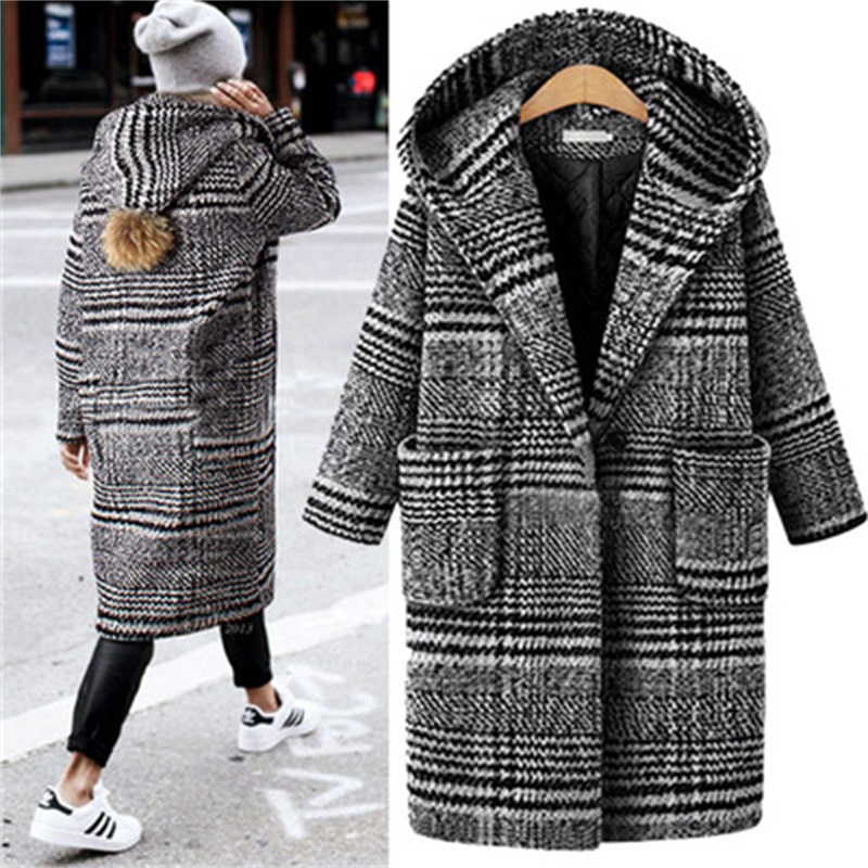 Autumn and winter new women's Europe and America large size loose long section hooded tartan coat coat fashion women's clothing, Lattice
Autumn and winter new women's Europe and America large size loose long section hooded tartan coat coat fashion women's clothing, Lattice