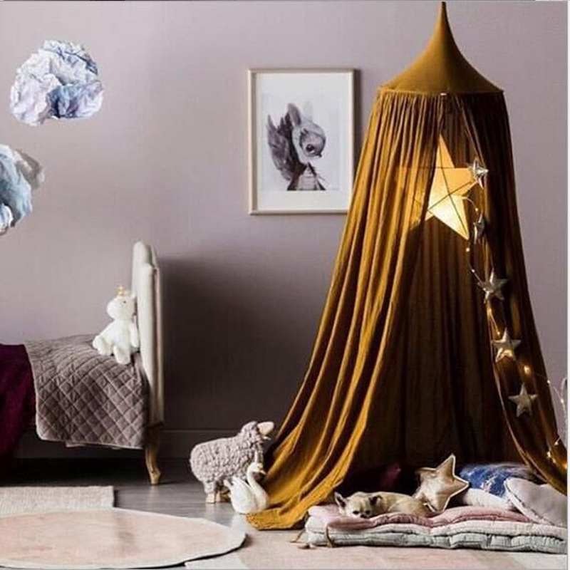 KAMIMI Baby Bed Curtain Children Room Decoration Crib Netting Baby Tent Washed Cotton Cloth Hung Dome Mosquito Net Photog