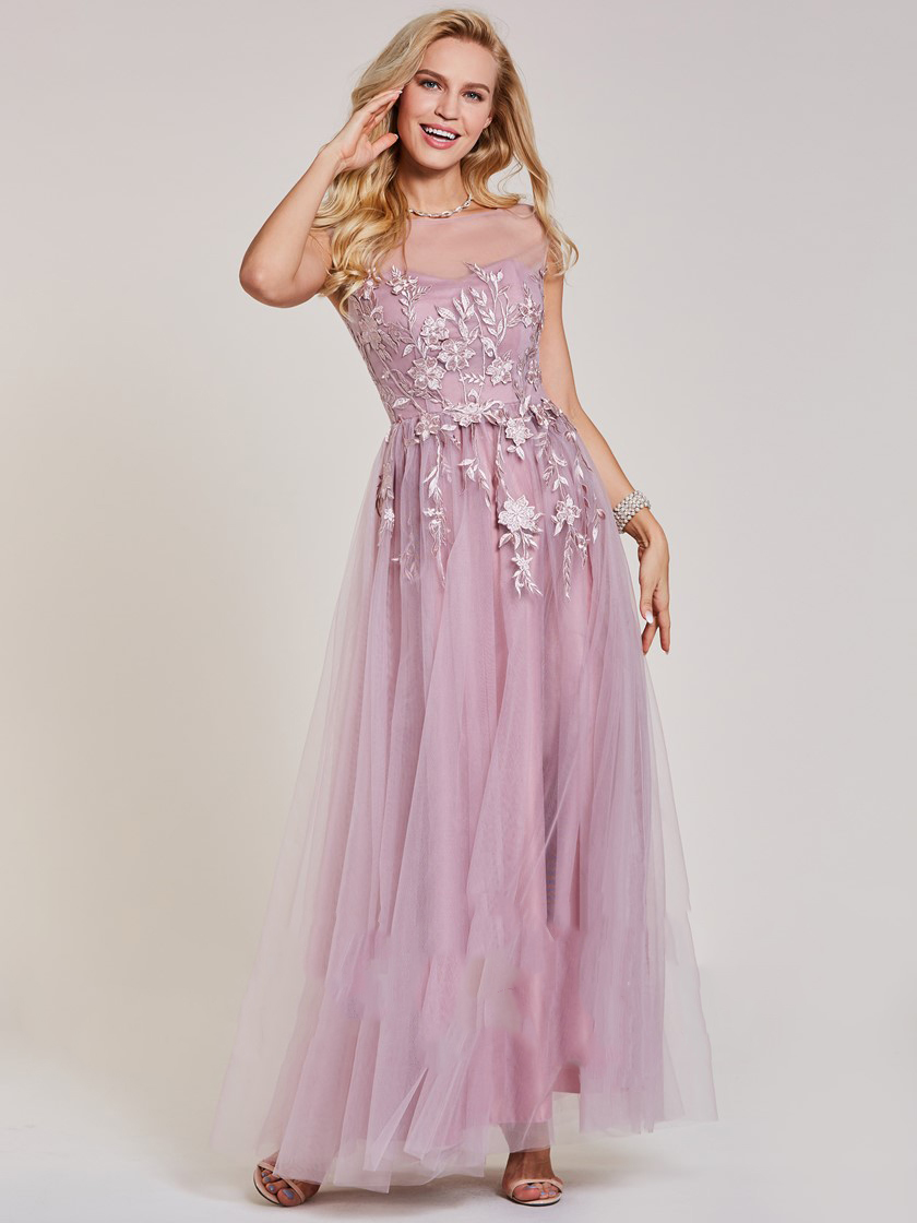 Pink 2020 A Line Evening Dresses Jewel Applique Satin And Tulle Customized Prom Dress Ankle Length Formal Dresses