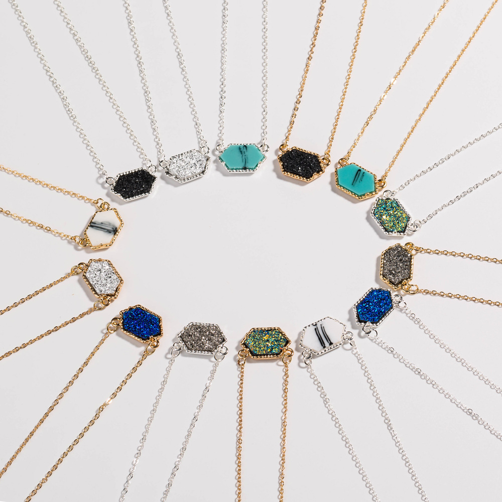 jewelry diamond multi-color natural stone crystal cluster Necklace wholesale