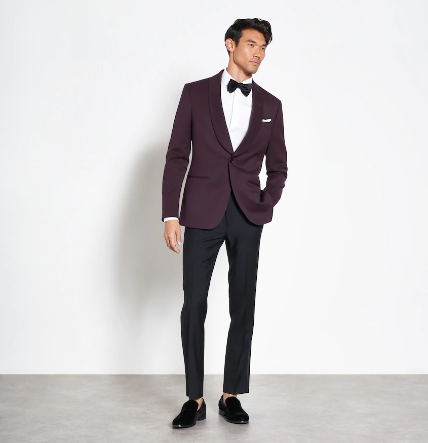Dark Purple Mens Designer Jackets Shawl Lapel One Button Groom Wear For Wedding Formal Dinner Party Prom Blazer One Piece