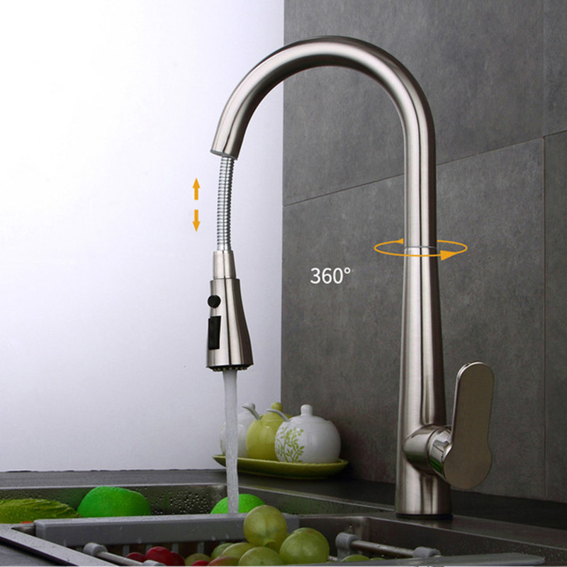 Quality Brushed Nickel / Chrome Kitchen Faucet Single Handle Hole Vessel Sink Mixer Tap Hot Cold Tall Pull Out Sprayer Sink Mixer Tap
Quality Brushed Nickel / Chrome Kitchen Faucet Single Handle Hole Vessel Sink Mixer Tap Hot Cold Tall Pull Out Sprayer Sink Mixer Tap