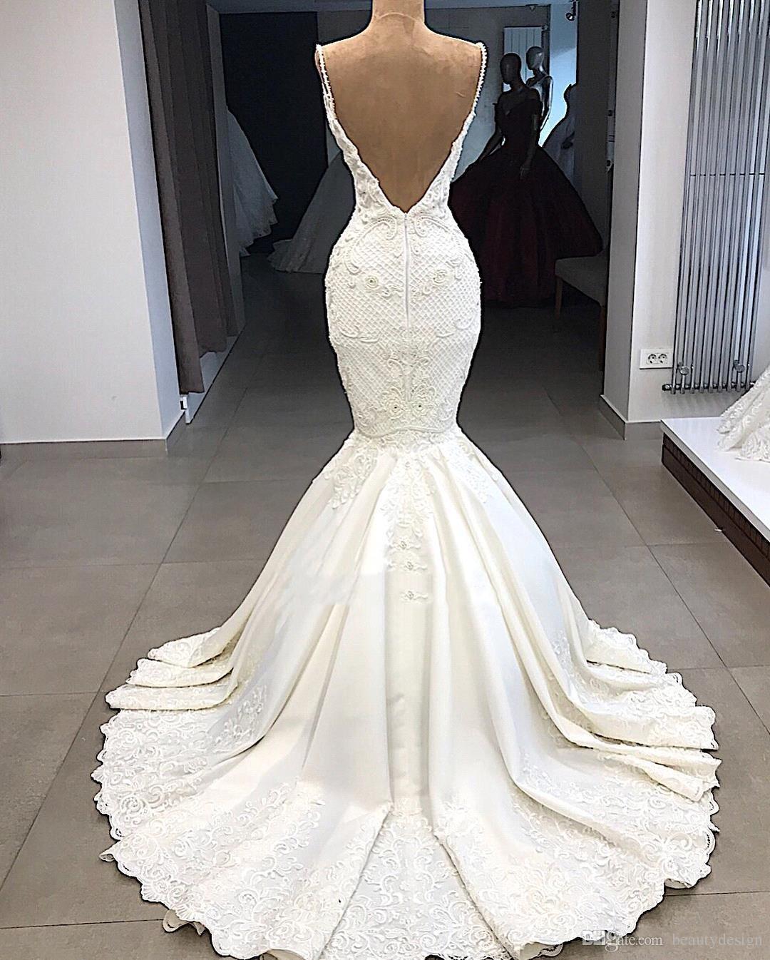 delicate mermaid wedding dresses with detachable train v neck lace wedding dress plus size backless bridal gowns custom made