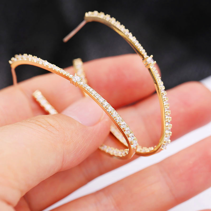 Large Hoop Earrings Gold/Silver Color For Women Big Circle Earrings 925 Sterling Silver Wedding Jewelry Party Accessories