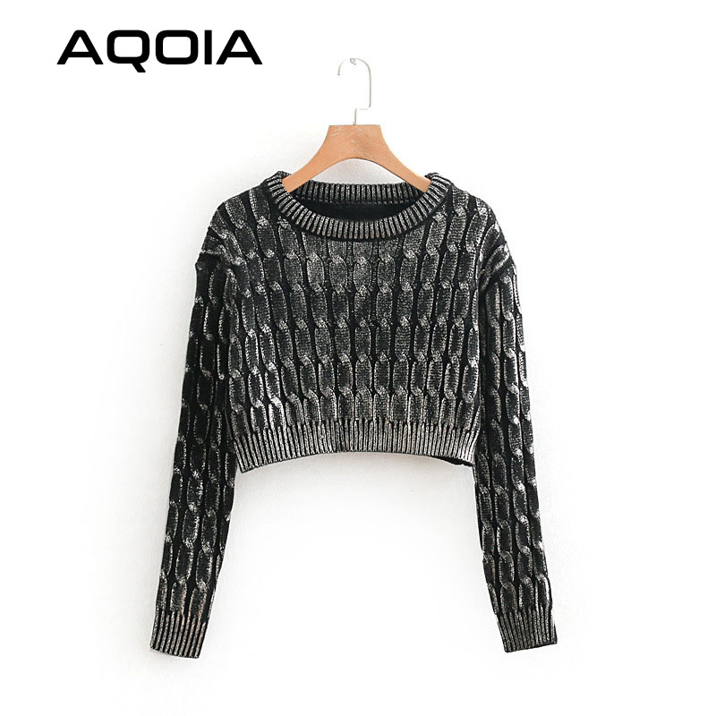 AQOIA streetwear Long Sleeve Women pullover Lurex Knitted Ladies Sweater 2019 Fashion Winter Crop Top Clothing Drop Shipping, Black
AQOIA streetwear Long Sleeve Women pullover Lurex Knitted Ladies Sweater 2019 Fashion Winter Crop Top Clothing Drop Shipping, Black