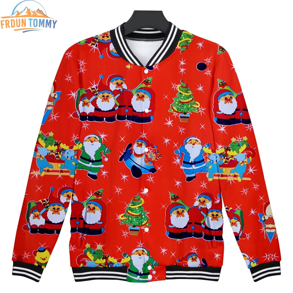 2019 New Christmas Day 3D printing fashion Casual Baseball Jacket Women and men Warm and comfortable Hot Sales kpops Jacket T200111