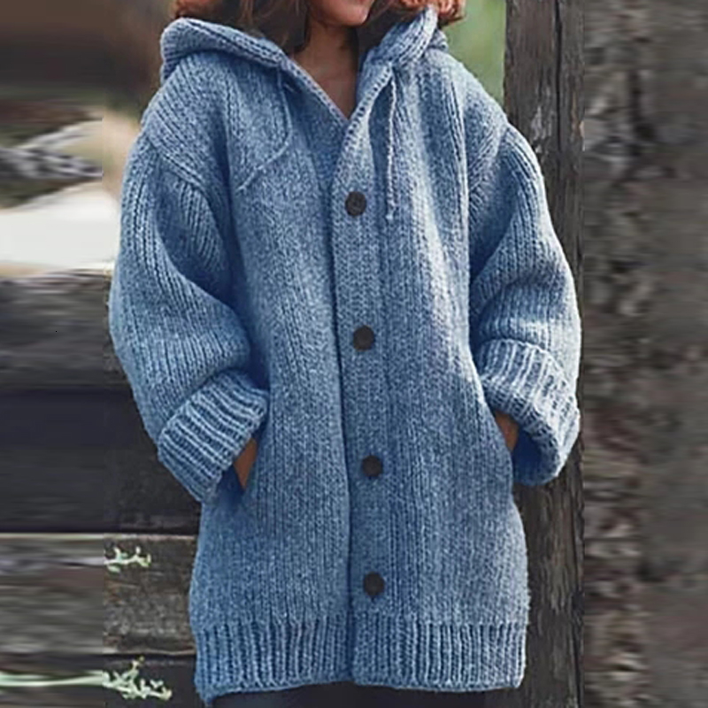 Lipswag 5XL Vintage Loose Pocket Cardigans Sweaters Women Autumn Winter Long Sleeve Button Sweater Casual Plus Size Coat Female V191130