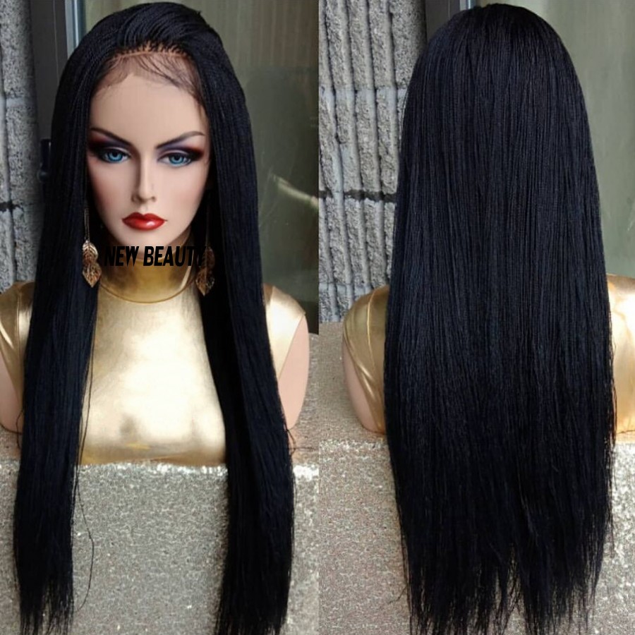 High quality Micro Twist Braids Wig 30 Inch Handmade Senegalese Twist Wig Black/brown braided lace front wig for women