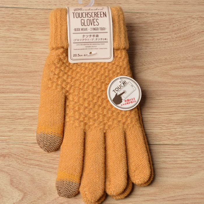 Winter Touch Screen Gloves Women Men Warm Stretch Knit Mittens Imitation Wool Full Finger Guantes Female Crochet