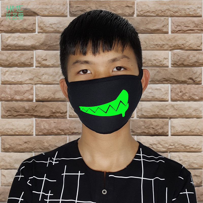Mask Creative Halloween Horror Mask Black Luminous Cotton Dust Mask Personality Teeth Anti-fog Haze Fashion Mouth1