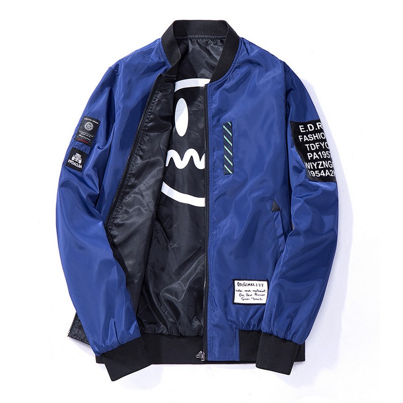 Unisex Reversible Flight Bomber Jacket Light Weight Men Women Two-side Wear Zip-up Pilot Jacket Couple Outwear Wind Breaker